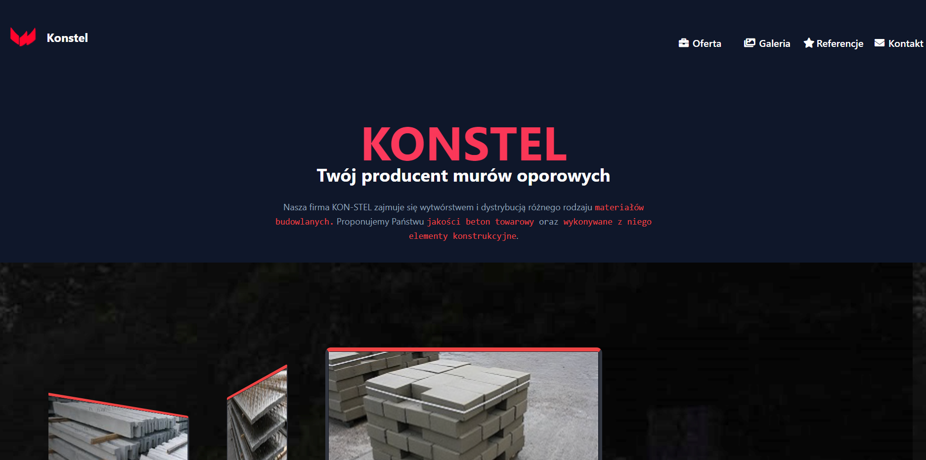 Projekt Konstel - Strona internetowa